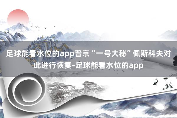 足球能看水位的app普京“一号大秘”佩斯科夫对此进行恢复-足球能看水位的app