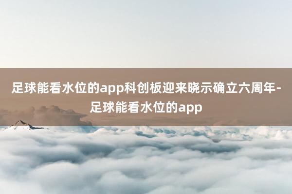 足球能看水位的app科创板迎来晓示确立六周年-足球能看水位的app