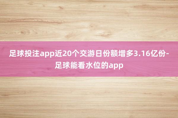 足球投注app近20个交游日份额增多3.16亿份-足球能看水位的app