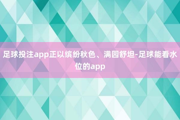 足球投注app正以缤纷秋色、满园舒坦-足球能看水位的app