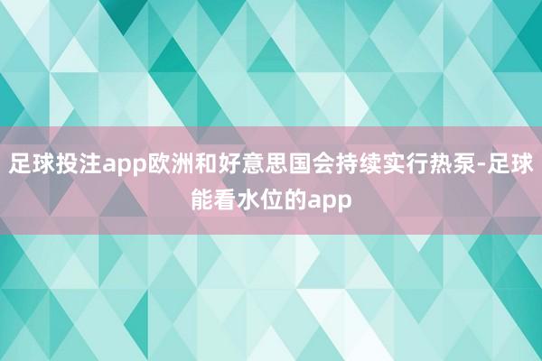 足球投注app欧洲和好意思国会持续实行热泵-足球能看水位的app